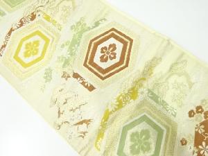 アンティーク　花亀甲に松楓模様織出し袋帯（材料）